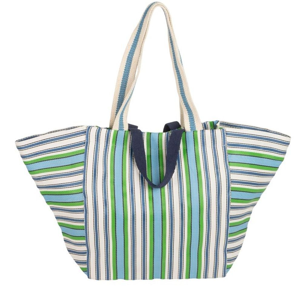 Bolso plástico reciclado doble asa rayas marca Dcasa Imagen principal del producto