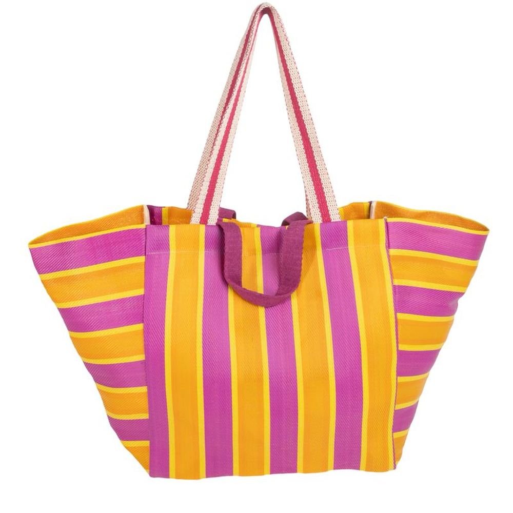 Bolso plástico reciclado doble asa rayas marca DCASA Imagen principal del producto