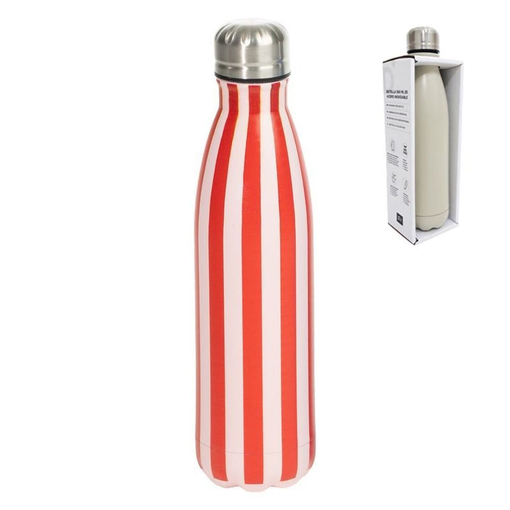 Botella Acero Inoxidable Doble Capa 500ml Rayas Rojas DCASA