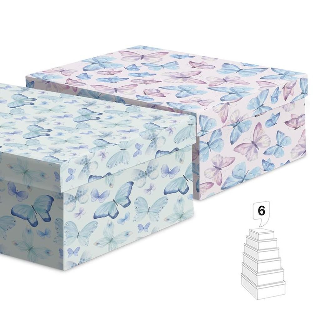 Juego 6 Cajas Mariposas Surtidos DCASA