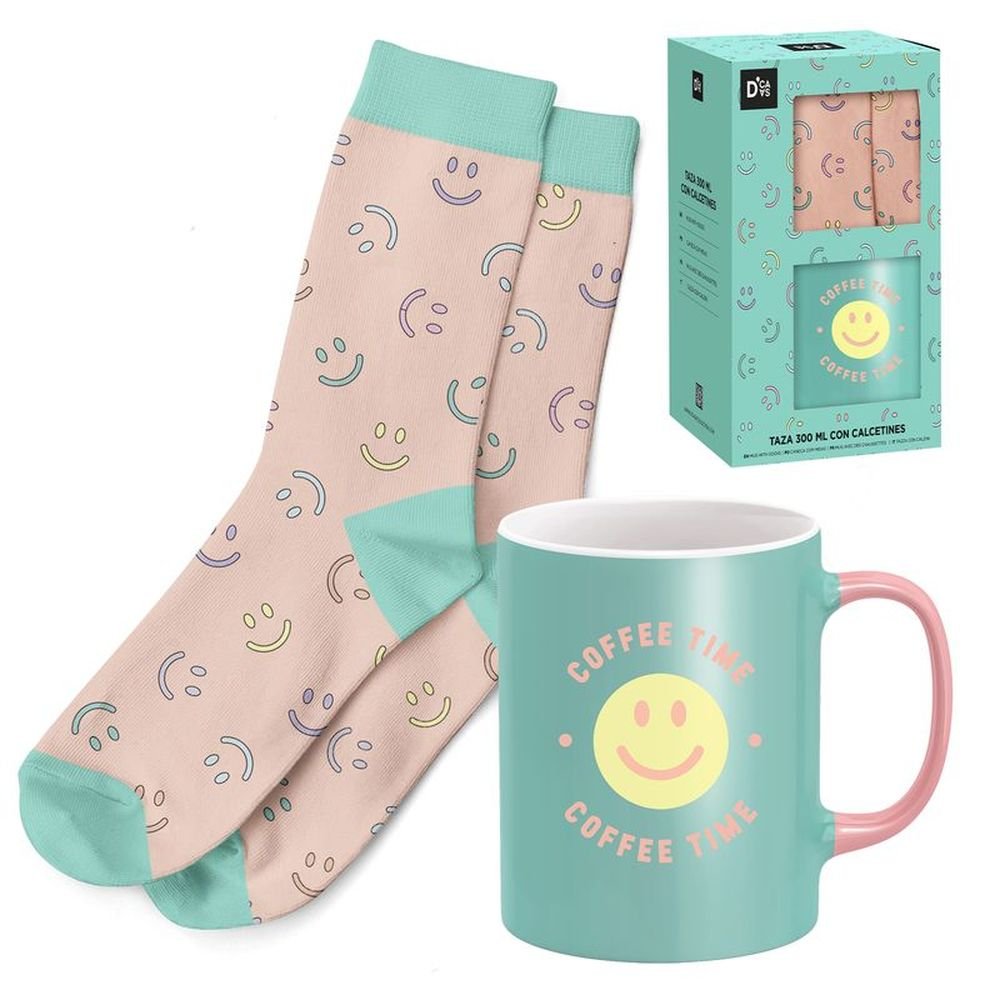 Set Regalo Taza 300ml con Calcetín Smile Color DCASA