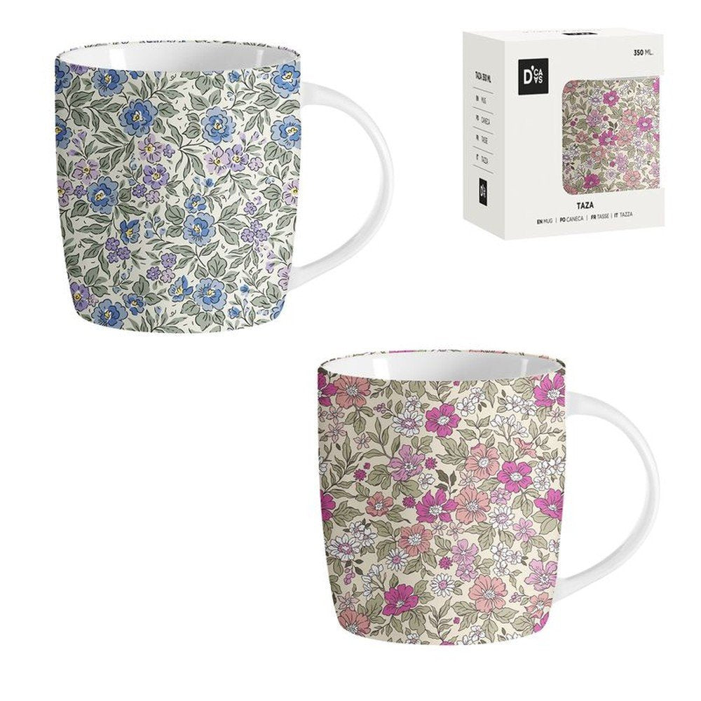 Taza 350ml Flores Surtidas DCASA