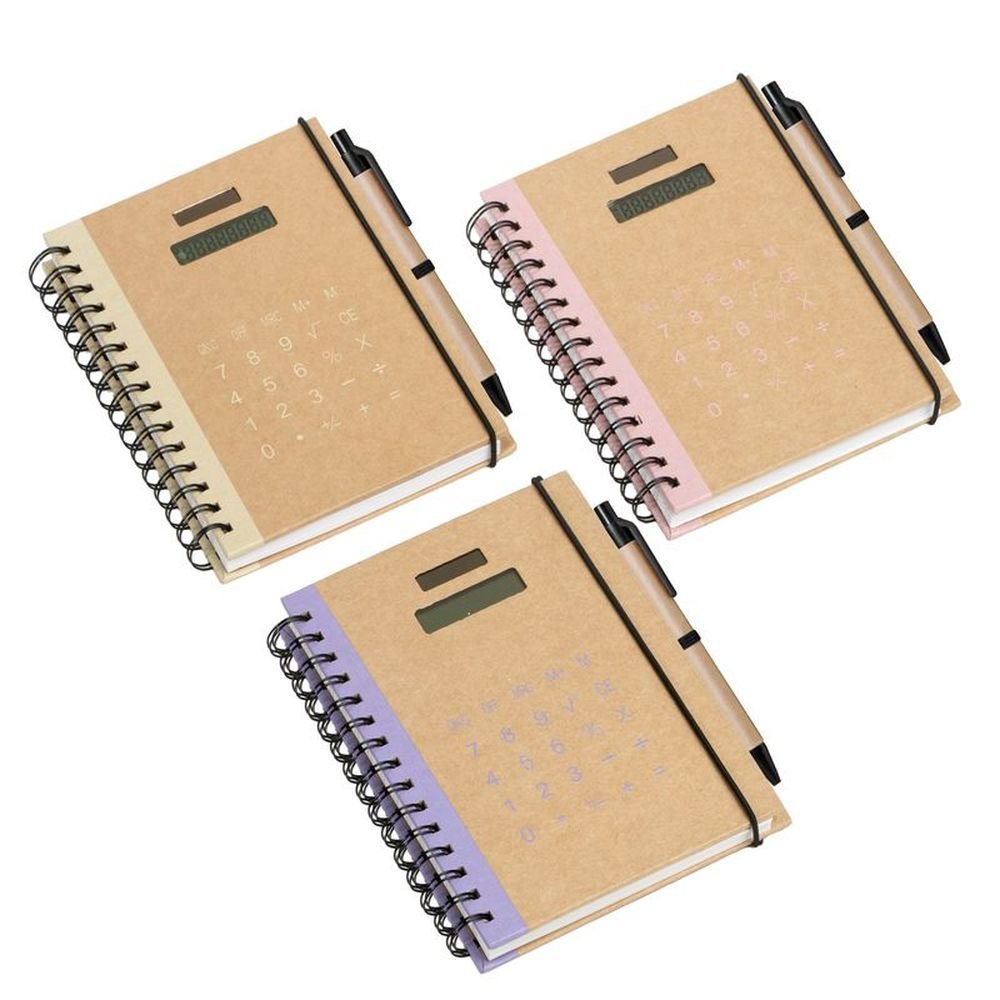 Libreta con Boli y Calculadora Neon Basics Surtidos DCASA