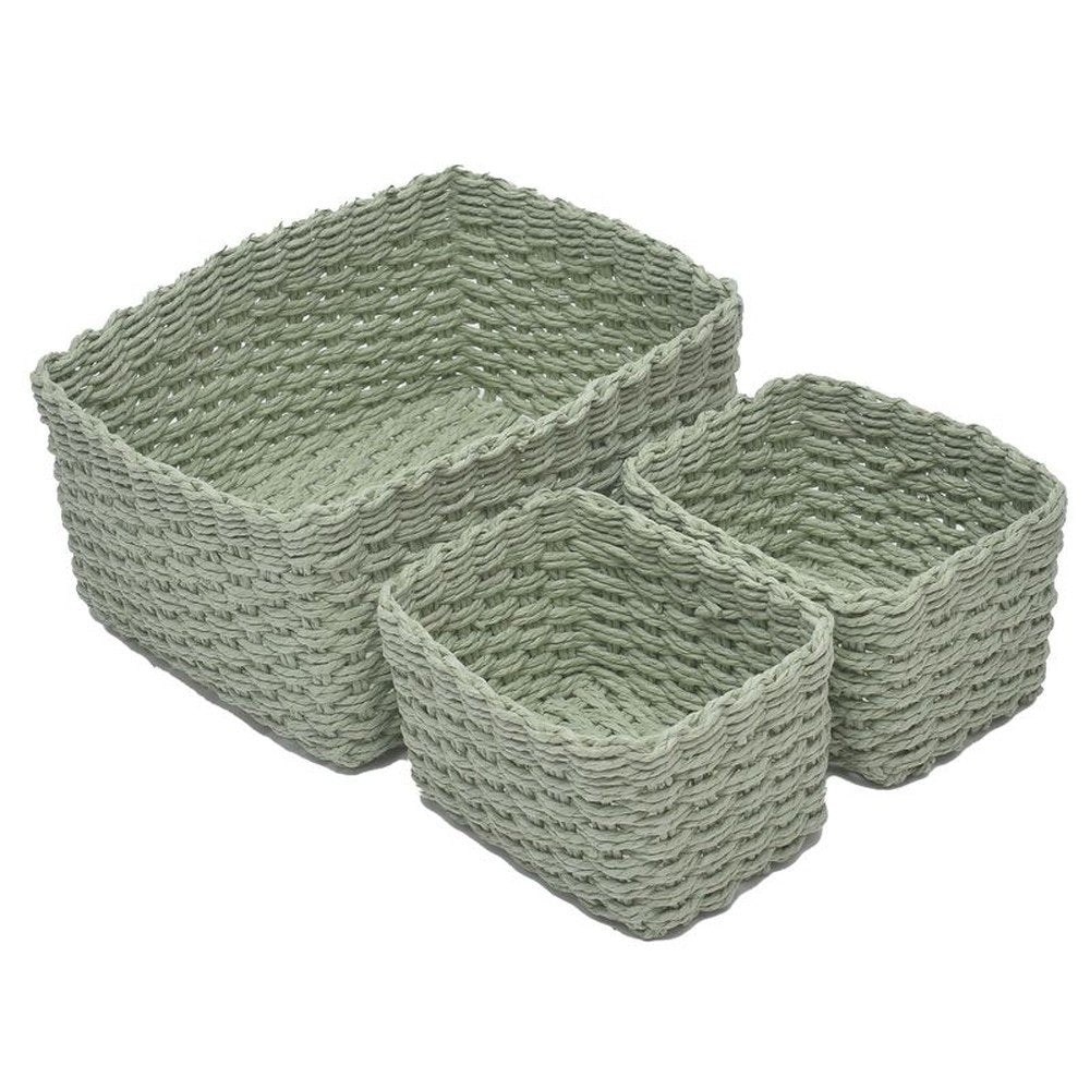 Juego 3 cestas rectangulares verde agua Dcasa