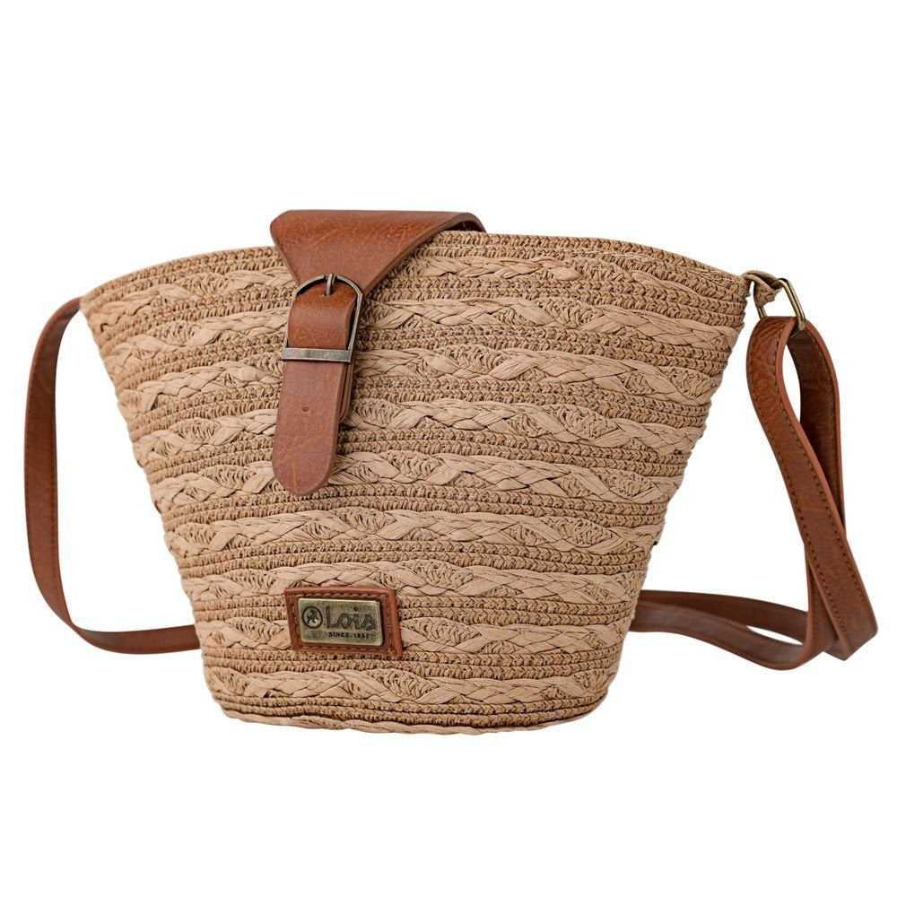 Bolso bandolera trapecio rafia polipiel Borah Lois marrón marca Arsamara Enterprise Imagen principal del producto