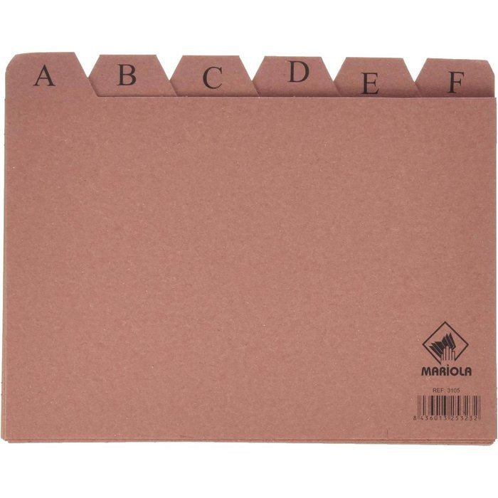 Índice Fichero Cartón Cuero A-Z Número 5 215x160mm Marca Mariola