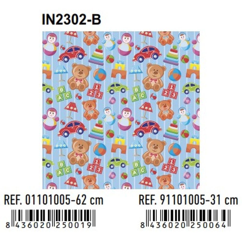 Papel regalo bobina infantil Andina 62 cm diseño Juguetes