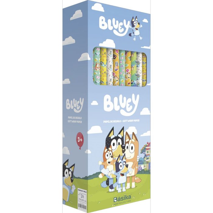 Expositor 50 Rollos Papel Regalo Bluey Marca Andina Imagen principal del producto