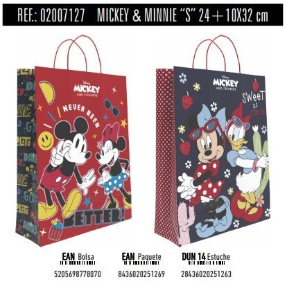 BOLSA REGALO PAPEL MICKEY MINNIE DISNEY ASA RETORCIDAS SURT | ANDINA | 1 UNIDAD | 8436020251269