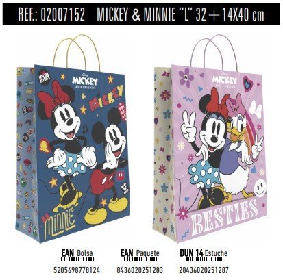 BOLSA REGALO PAPEL MICKEY MINNIE DISNEY 14X32X40 ASA RETORC | ANDINA | ENVASE 24 UDS. UNIDAD | 8436020251283 Imagen principal del producto