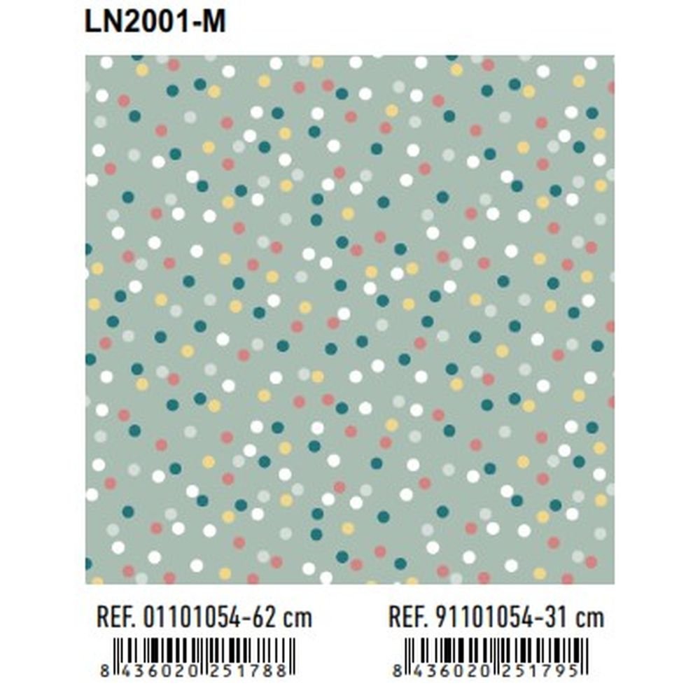Papel Regalo Bobina 62cm Lunares Andina