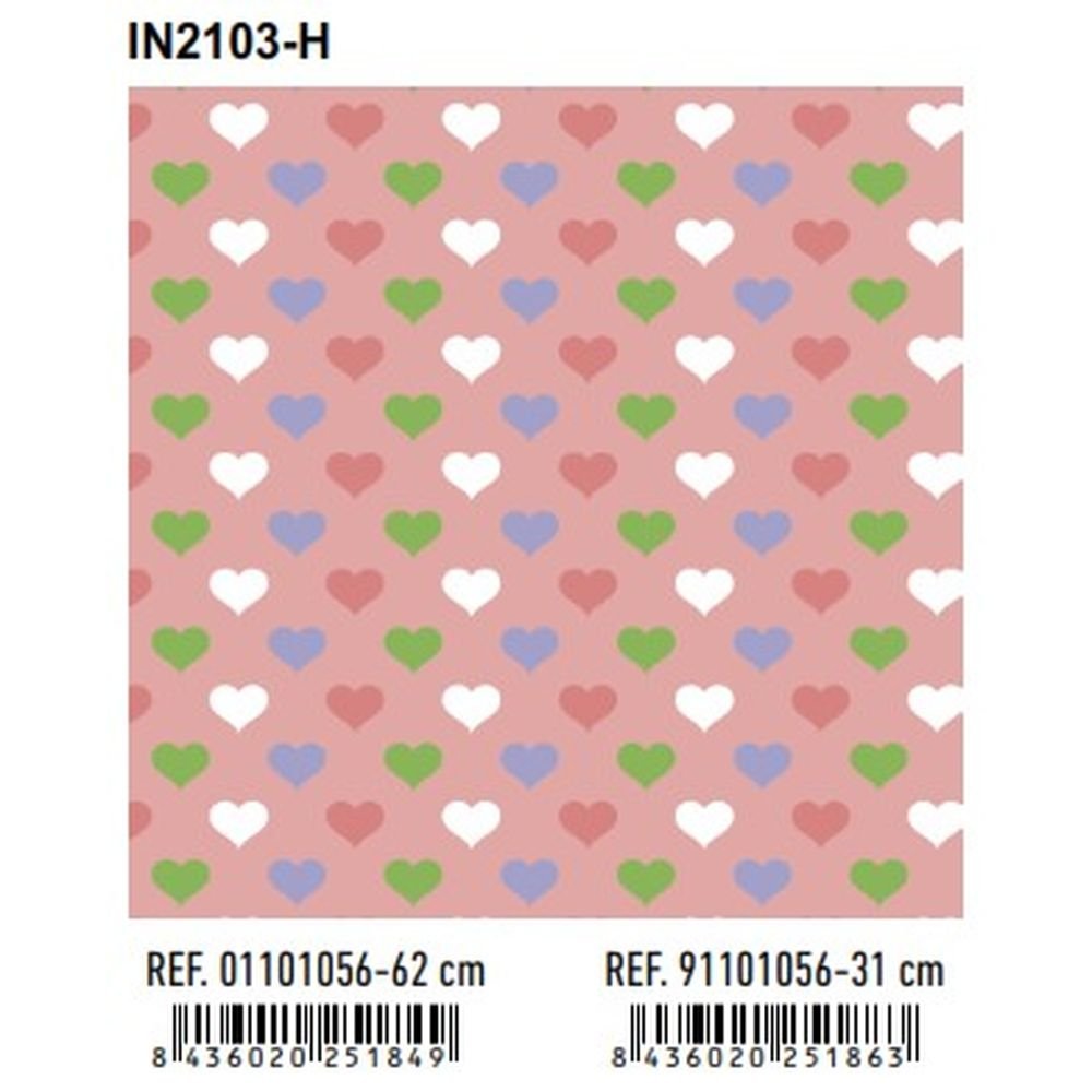 Papel regalo bobina 62 cm todo año corazones colore ANDINA