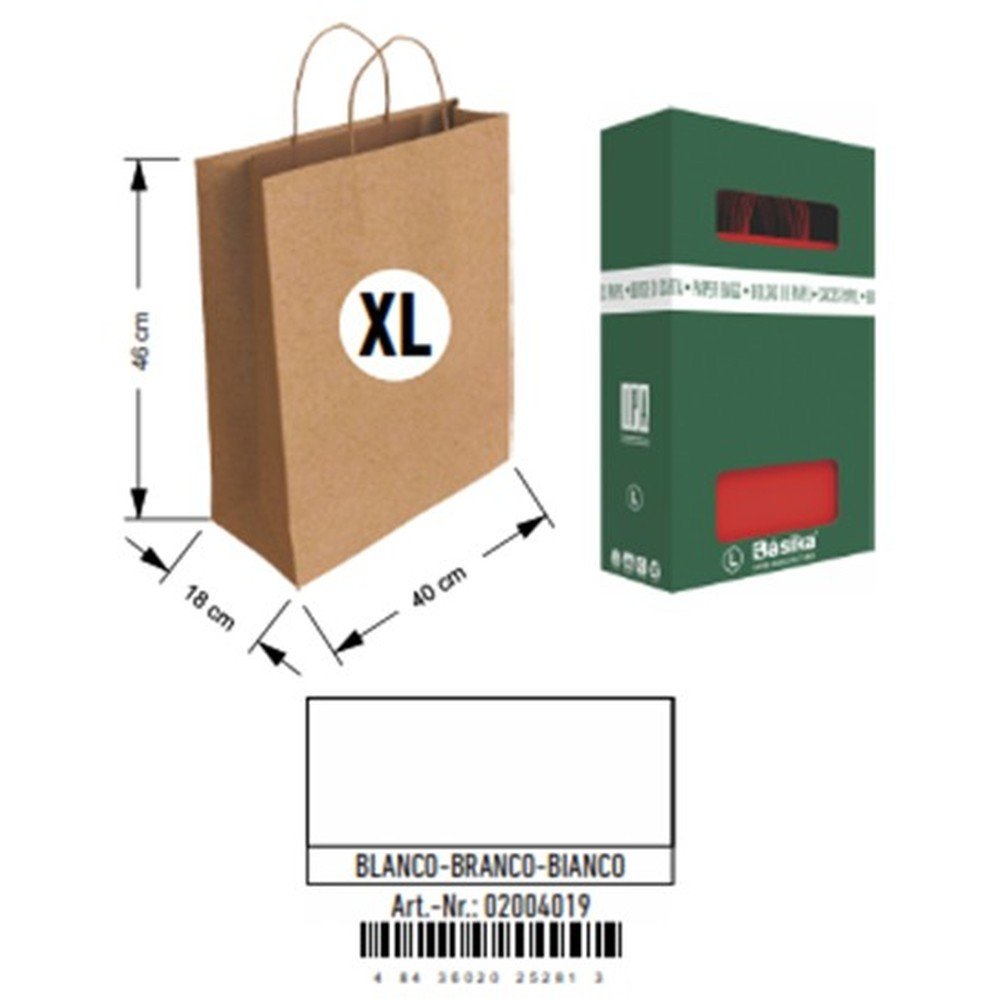 Bolsa papel kraft XL 40x46 blanco Andina, pack 50 unidades