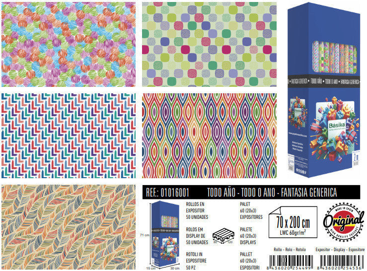 Papel regalo rollo todo tiempo surtido PENDIENTE 70x200 cm Imagen principal del producto