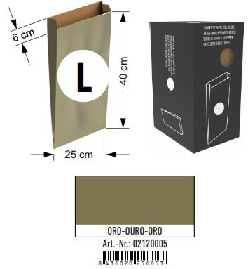 SOBRE KRAFT L 25+6X40 ORO CAJA 250 UNIDADES GRANEL | 250 UNIDADES | (ANDINA)