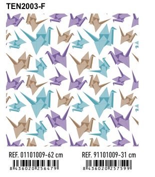 PAPEL REGALO BOBINA 31CM ORIGAMI MARRON TURQUESA Y VIOLETA | ANDINA | 1 UNIDAD | 8436020257599