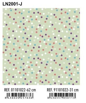 PAPEL REGALO BOBINA 62CM LUNARES COLORES FONDO LIMA | ANDINA | 1 UNIDAD | 8436020257636