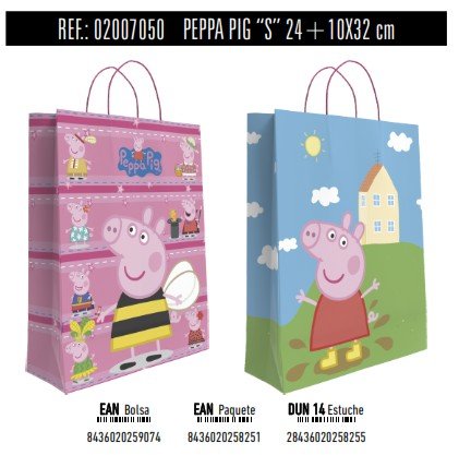 BOLSA REGALO PAPEL PEPPA PIG DISNEY 10X24X32 ASA RETORCIDA | ANDINA | 1 UNIDAD | 8436020259074