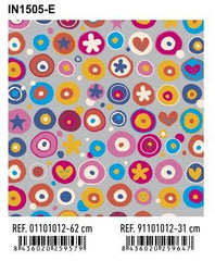 PAPEL REGALO BOBINA 62CM CIRCULOS Y FLORES AZUL IN1505-E | ANDINA | 1 UNIDAD | 8436020259579