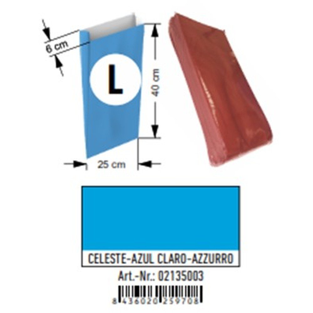 Sobre Papel Kraft Celeste L 25x40 Andina 100 ud