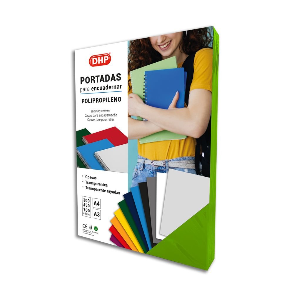 PORTADA PP 0,45 MM A4 31 VERDE FLUOR P/100 | 100 UNIDADES | (DHP COMERPA SLU) Imagen principal del producto