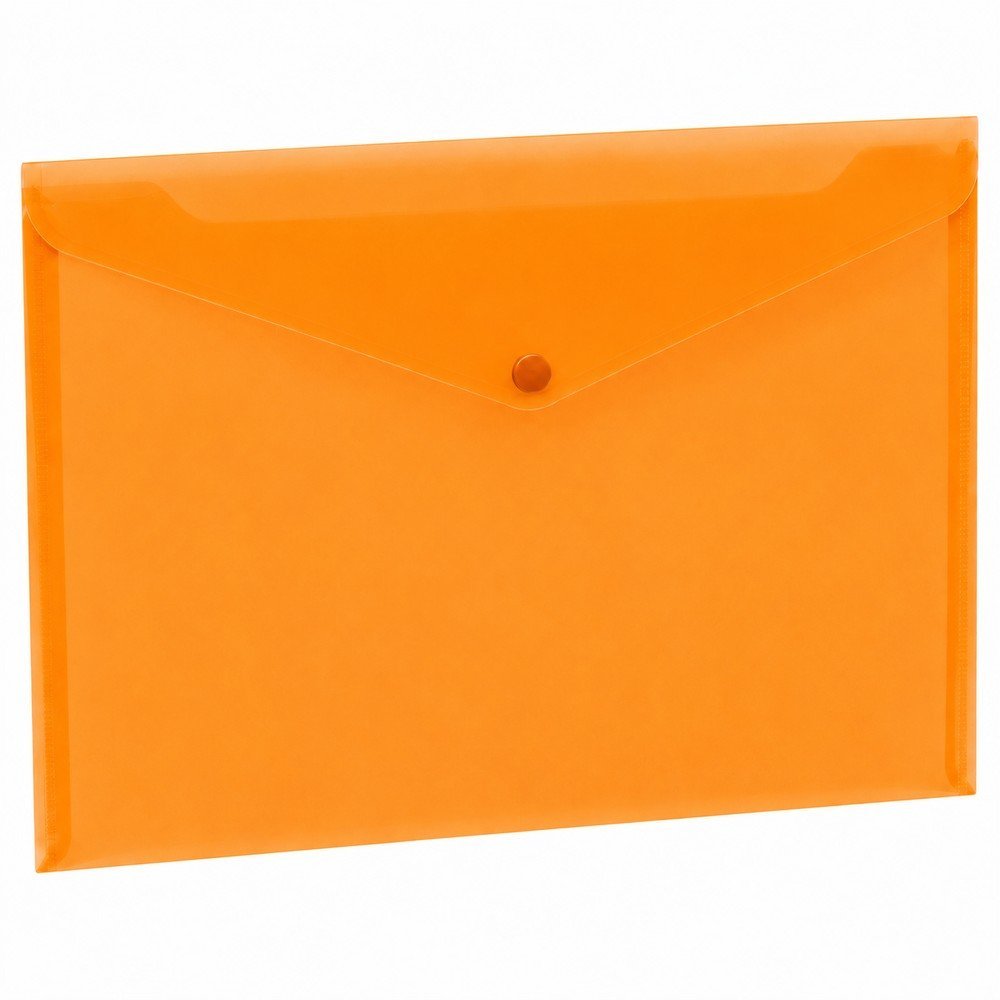 Sobres portadocumentos A4 con broche PP naranja, pack 12 ud.