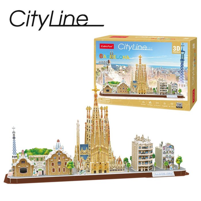 Puzzle 3D City Line Barcelona PUZZLES 3D Cubic Fun Imagen principal del producto