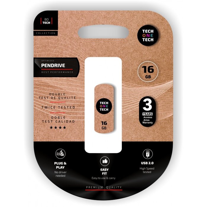 Memoria USB 16 Gb Pendrive Pro Smart Cliptech Marrón Marca TECH ONE TECH