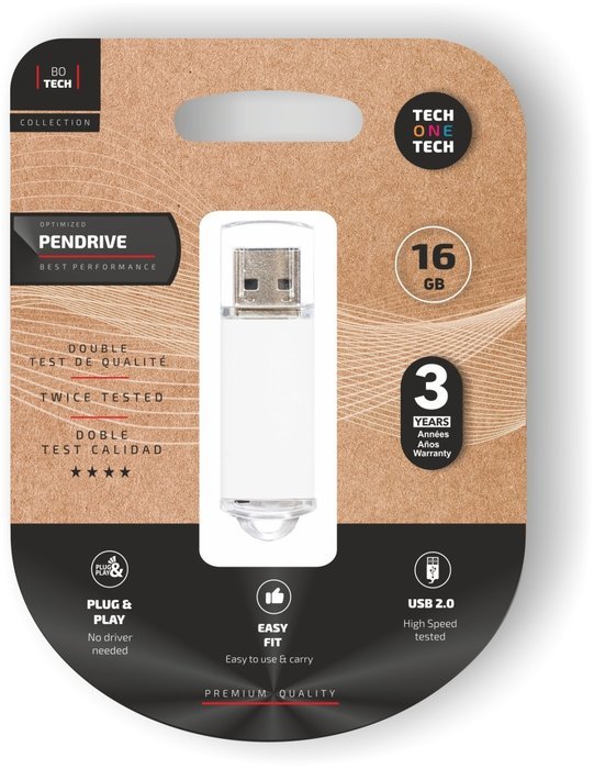 Pendrive 16 GB Blanco Básico Tech One Tech