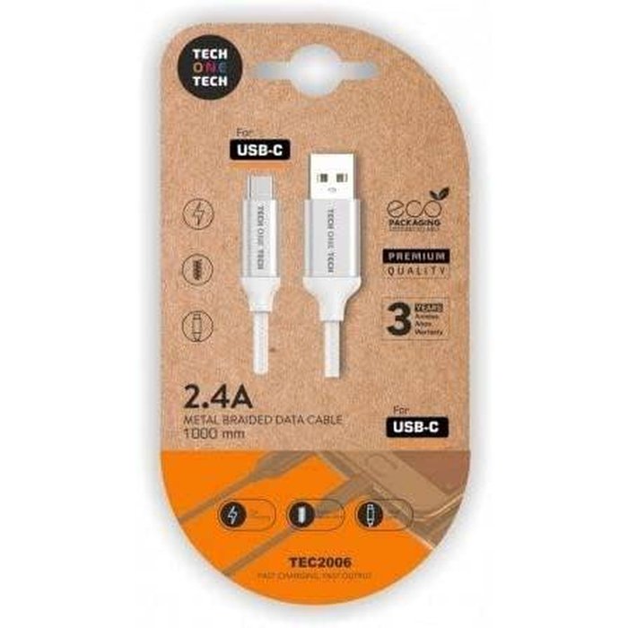 Cable Blanco Nylon Usb-A a Usb-C GLOBAMAS 1 m 2A Imagen principal del producto