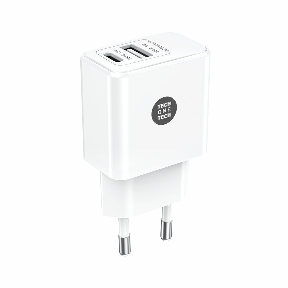 Cargador Tech One Tech Basik Usb-a + Usb-c Blanco