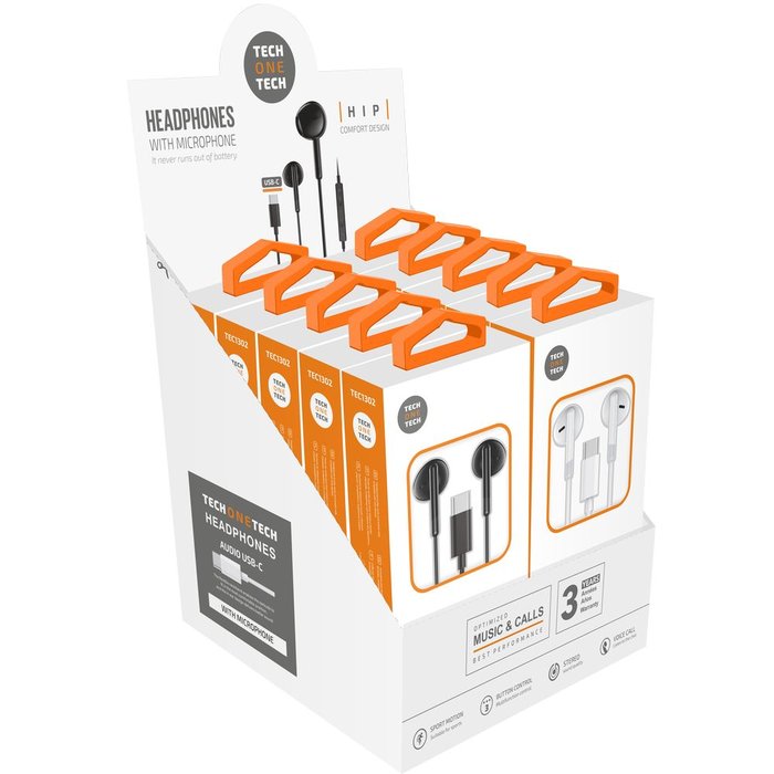 Pack Ahorro Auriculares Hip Usb-c 5 Negros 5 Blancos TECH ONE TECH
