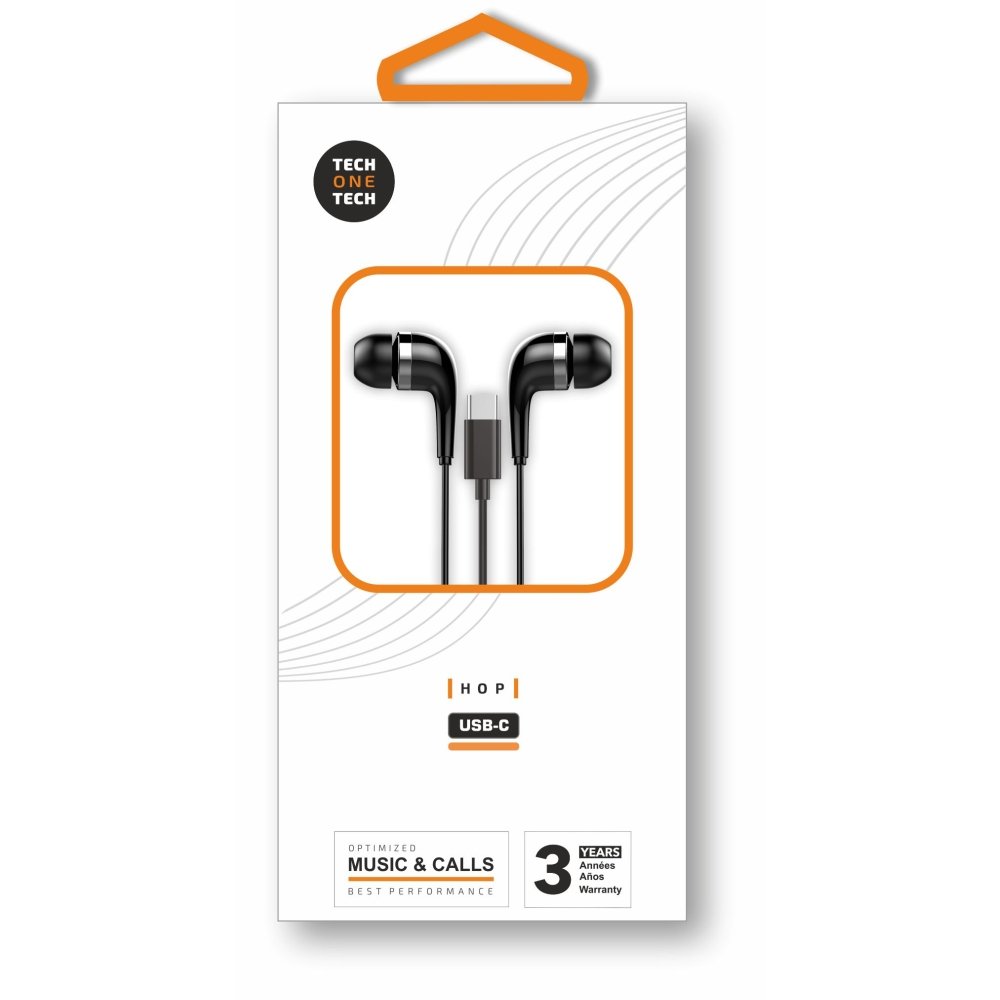 Auriculares Hop Negros Intrauditivos Usb-c Marca TECH ONE TECH