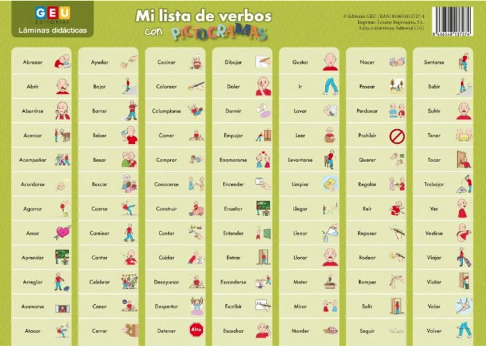 LAMINA MI LISTA DE VERBOS CON PICTOGRAMAS A3 | AA,VV | GEU | 8436548137274 Imagen principal del producto