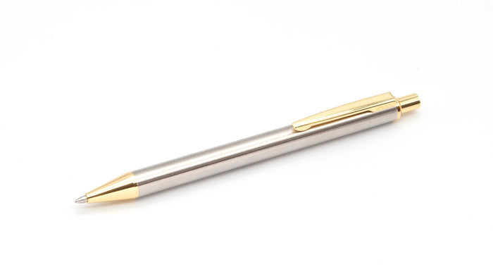 Estuche boligrafo cromo inox70 gold con clip dorado tinta azul