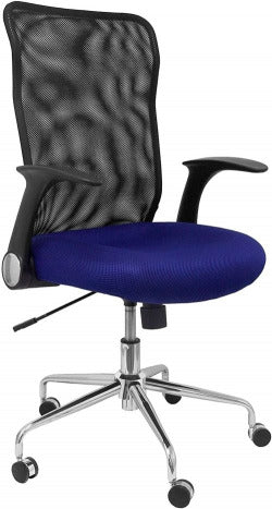 Silla con ruedas oficina Piqueras y Crespo respaldo malla azul
