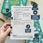 RECETARIO ARCHIVADOR TURQUESA | Caja regalo con separadores y hojas para recetas - PEDRITA PARKER