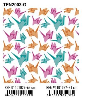 PAPEL REGALO BOBINA 62CM ORIGAMI VERDE-NARANJA-MAGENTA | ANDINA | 1 UNIDAD | 8436557050199