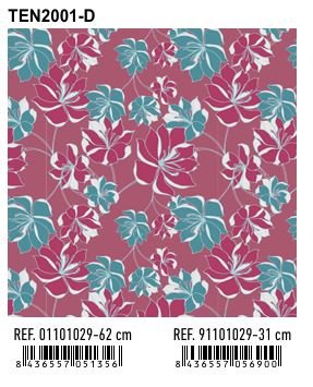 PAPEL REGALO BOBINA 62CM FLORES MAGENTA TURQUESA TEN2001-D | ANDINA | 1 UNIDAD | 8436557051356