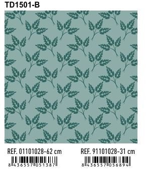 Papel regalo bobina 62 cm todo año Td1501-b Hojas verdes ANDINA