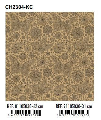 PAPEL REGALO BOBINA KRAFT 62CM MARIPOSAS CH2304-KC | ANDINA | 1 UNIDAD | 8436557051578 Imagen principal del producto