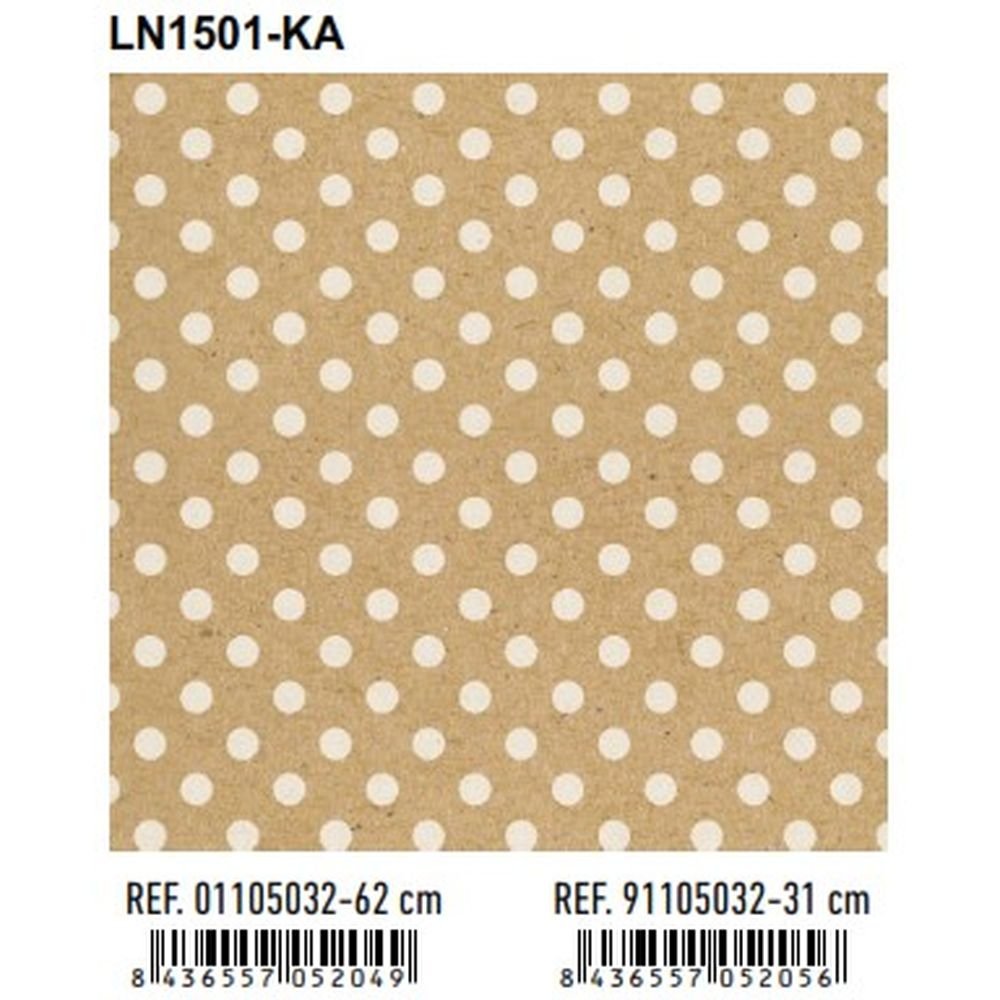 Papel regalo bobina kraft lunares blancos 62 cm ANDINA