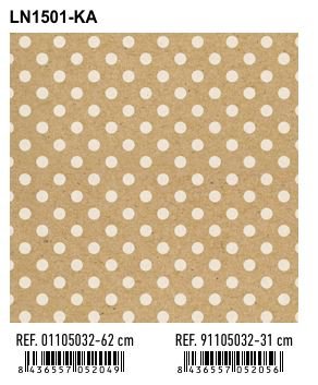PAPEL REGALO BOBINA KRAFT 31CM LUNARES BLANCOS LN1501-KA | ANDINA | 1 UNIDAD | 8436557052056 Imagen principal del producto