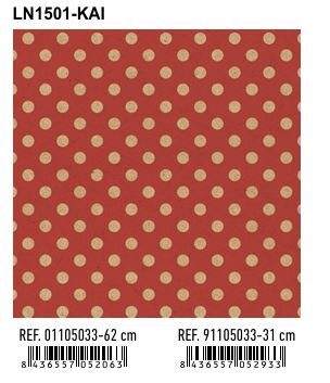 PAPEL REGALO BOBINA KRAFT 31CM LUNARES FONDO ROJO | ANDINA | 1 UNIDAD | 8436557052933 Imagen principal del producto