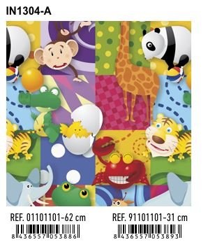 PAPEL REGALO BOBINA 31CM INFANTIL IN1304-A ANIMALITOS | ANDINA | 1 UNIDAD | 8436557053893