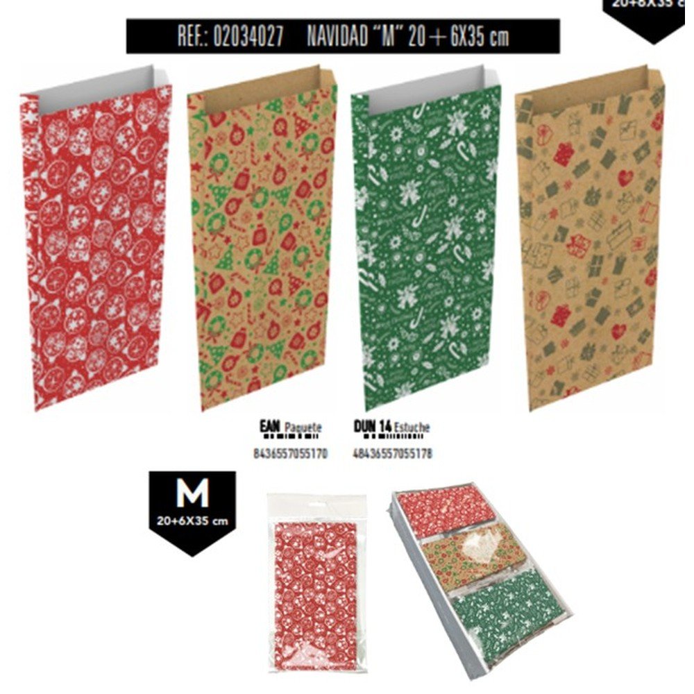 Pack 12 sobres bolsa papel kraft color kraft Navidad BASIKA Imagen principal del producto