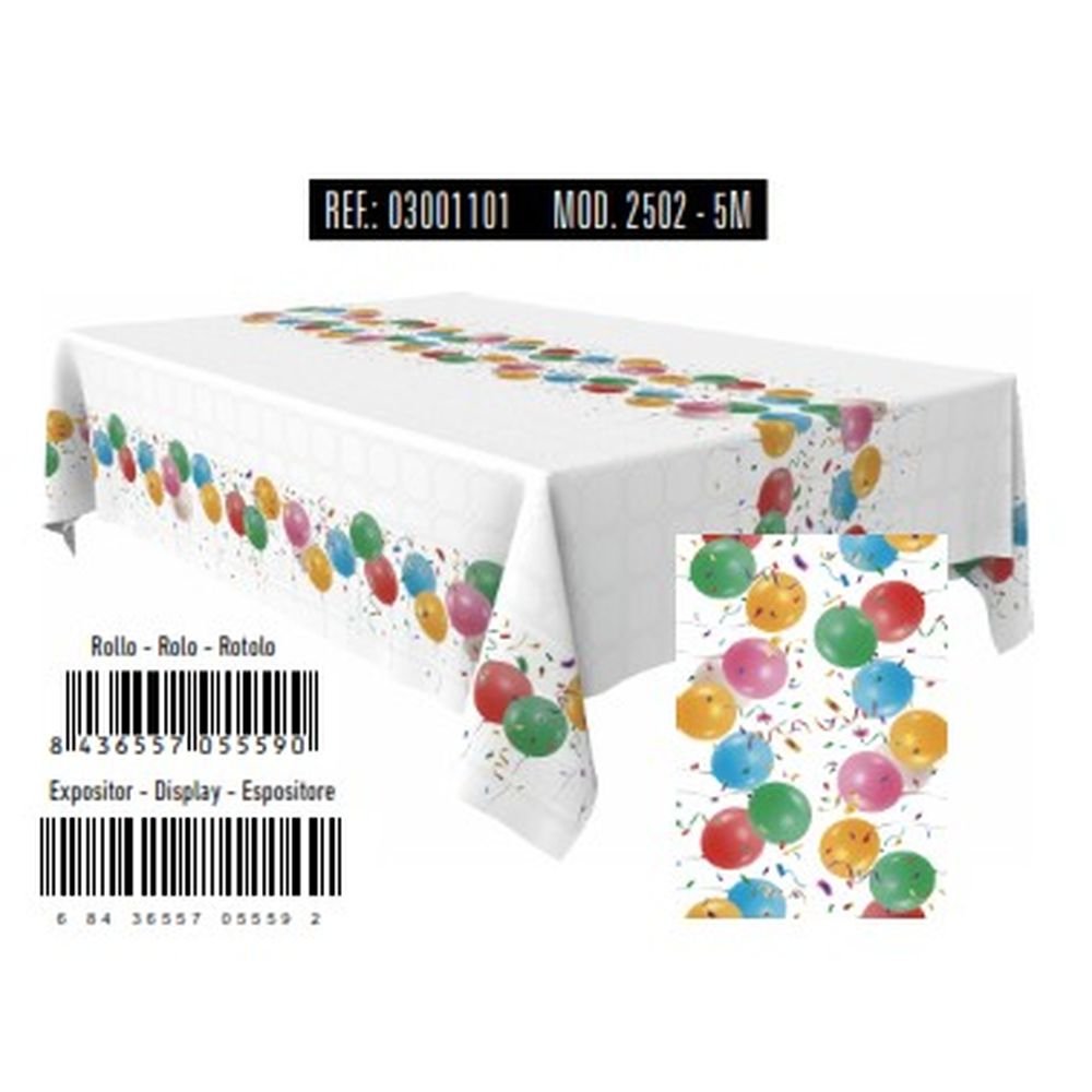ROLLO MANTEL PAPEL 1,2X5M GLOBOS ADAMASCADO RECICLADO BRILLO | ANDINA | ENVASE 25 UDS. UNIDAD | 68436557055592 Imagen principal del producto
