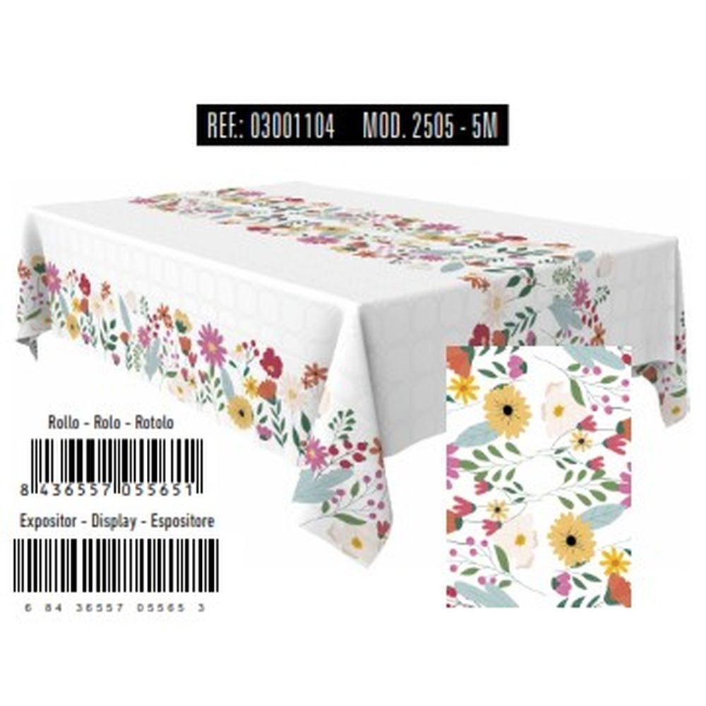 Rollo Mantel Papel Flores Adamascado Reciclado Brill Marca Andina Imagen principal del producto