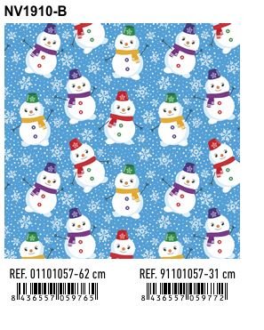 PAPEL REGALO BOBINA NAVIDAD 1910-B 31CM MUÑECO NIEVE CELESTE | ANDINA NAVIDAD | 1 UNIDAD | 8436557059772