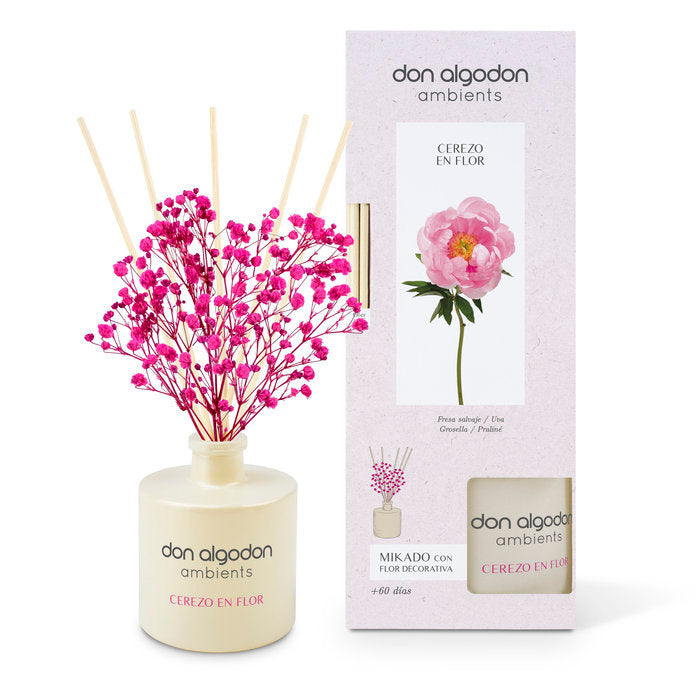 MIKADO CON FLOR DECORACION DON ALGODON CEREZO EN FLOR 60ML | DON ALGODON | 1 UNIDAD | 8436559712057 Imagen principal del producto